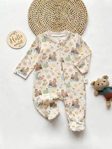Newborn Baby Girl Cute Casual Knit Cartoon Pattern Long Sleeve Loungewear - White - View 7