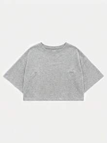 Comfortcana 女士夏季加厚基础款短袖T恤，纯棉面料，水洗工艺，浅灰色，夏季上衣 - 淺灰色 - 查看 5