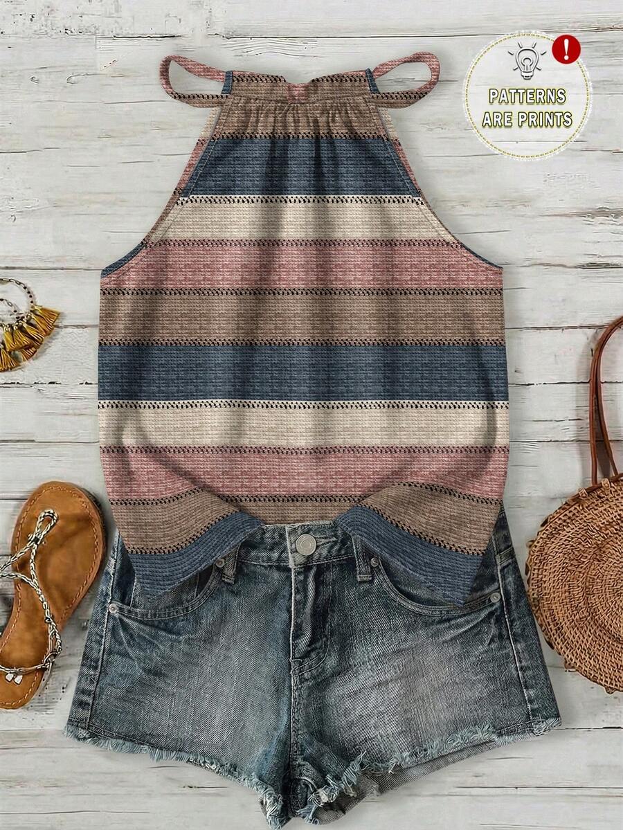EMERY ROSE Casual Simple Plus Size Tank Top Suitable For Summer - Multicolor - View 1