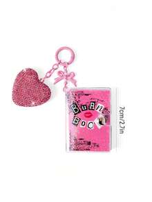 Mean Girls | SHEIN Pink Heart Card Pendant Kerings Bag Kechains - Pink - View 4