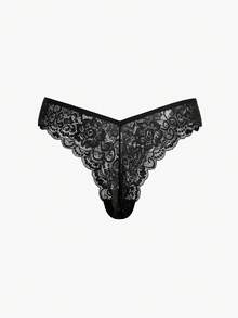 Bisouelle 7pack Floral Lace Scallop Trim Panty, Sexy Lingerie - Black - View 2