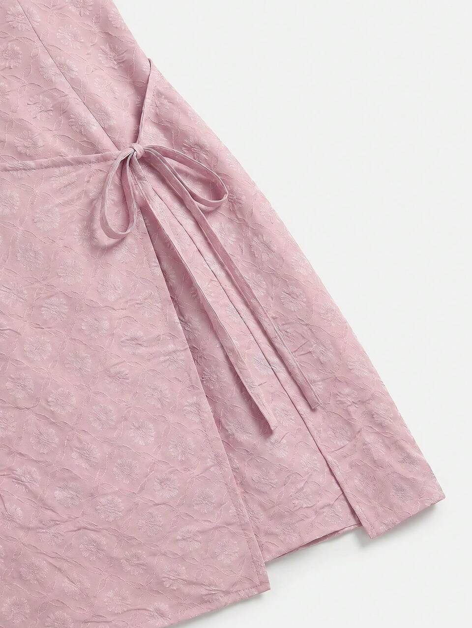 Pink Floral Mini Dress With Wrap Skirt And Removable Straps Summer Holiday Casual Vintage Dress