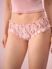Bonmuse 3pcs Cute & Modest Floral Print Mid-Waist Simple Women's Panties - Multicolor - View 6