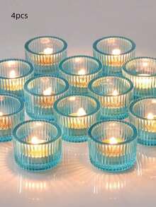 4 Packs Clear Glass Votive Candle Holders, Vintage Candle Holder For Floating Candle, Tealight Candle Holder For Table Centerpieces Home Bridal Shower Birthday Christmas Wedding Party Table Decoration, Gifts - multicolor - View 16
