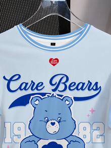 SHEIN X Care Bears 女款夏季休閒日常通勤趣味卡通熊數字字母印花短袖T恤 - 白色 - 查看 4