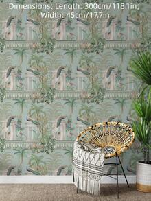 1 PC Roll Waterproof Removable Peacock Floral Pattern Wallpaper Elegant Home Decor Wall Art Sticker For Living Room Bedroom Office Hallway - multicolor - View 6