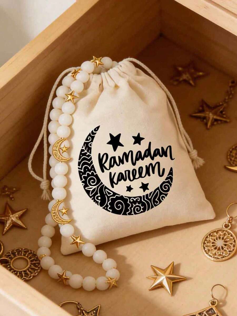 5 10 PCS Ramadan Mubarak Drawstring Bags Celebration Festival Decorations Gift Giving Friends Family Ramadan Eid Mubarak Goodie Bags
