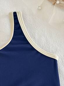 SHEIN Infant & Baby GirlColorblock Minimalist Casual Swimsuit - Blue - View 5