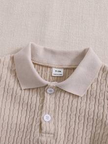 Souflis Unisex Baby Boy Girl Outfits Apricot Ribbed Polo Collar T-Shirt Suitable For Babies In All Occasions In Summer All-Match Versatile Birthday Modest - Apricot - View 5