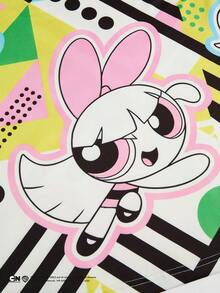 Sweetra THE POWERPUFF GIRLS X SHEIN Plus Size Women's Cartoon Print Round Neck Casual Y2k Cute Daily Vacation Summer Dress Birthday Party White - Multicolor - View 5