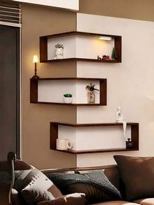 1/2/3PCS Rak Sudut Kayu Solid Besar Rak Display Multi Lapisan Rak Penyimpanan Dinding Tugas Berat untuk Ruang Tamu Dekorasi Rumah Gaya Rustic Coklat Penghemat Ruang Gaya Industri - MultiWarna - View 4