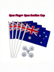 5/15piezas Banderas Australianas para Agitar a Mano y 5piezas Ventosas Transparentes de PVC con Agujeros Portátiles Reutilizables Fácil Instalación Coloridas Duraderas para Copa del Mundo Oficina Coche Hogar Decoración de Pared Eventos Deportivos Exteriores - Multicolor - Ver 6