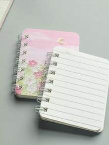 Cartoon Landscape A7 Spiral Notebook Portable Pocket Notepad Lightweight Compact Memo Book Fresh Style Daily Writing Stationery Practical Gift Portable Note Book For Travel Office And Daily Record - Multicolor - View 4