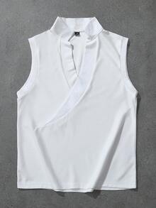 Manfinity Homme 男士白色宽松背心，百搭内搭或外穿，成熟休闲运动风日常通勤装，适合送给男友/老公，情侣装。 - 白色 - 查看 6
