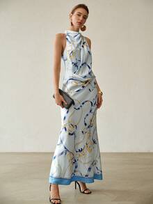 MOTF PREMIUM SPRING/SUMMER ELEGANT SCARF PRINT ELEGANT DRESS - Multicolor - View 6