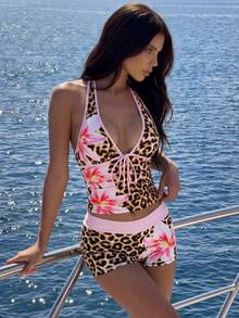 Sirith Bộ bikini tankini 2 mảnh nữ phong cách Âu Mỹ gợi cảm, táo bạo avant-garde, tối giản casual cho lễ hội âm nhạc, tiệc tùng, đi biển mùa hè, du lịch, dạo phố, tôn dáng, họa tiết da báo phối colorblock viền, áo cổ yếm, quần hipster ôm sát, phù hợp Spring Break, mùa thu, tựu trường, Oktoberfest, lễ hội âm nhạc, kỳ nghỉ, khuyến mãi mùa xuân, không khí bãi biển, outfit Spring Break, đồ bơi dự tiệc, Valentine, năm mới, lễ hội tựu trường, Ngày của Mẹ, Quốc tế Phụ nữ, dã ngoại gia đình, lễ hội tháng 6 Brazil, mùa tốt nghiệp Spring Break - Nhiều màu - Xem 3