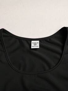 SHEIN Tween Girl Tween Girl Casual Daily Versatile Comfortable Slim Fit Solid Color Bow Embroidery Pattern Sportswear - Black - View 5