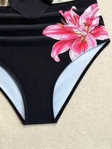 SHEIN Conjunto de traje de baño con estampado floral y volantes para chica adolescente, vacaciones en la playa - Multicolor - Ver 4