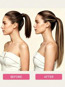 Pony Tails Real Hair Extension Ponytail Extension Human Hair Medium Brown Highlighted Strawberry Blonde Hair Extensions Invisible Wrap Around Ponytail Human Hair For Women Daily Work - SP4/27 - View 4
