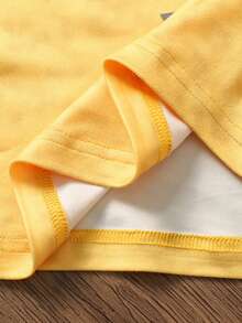 SHEIN 2pcs/Set Toddler Boys' Sleeveless Top & Denim Shorts Set, Street Casual Retro Style Summer Outfit - Yellow - View 4