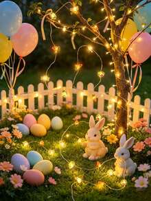 Easter Decorations, Rabbit, Carrot, Egg String Lights, Battery Powered, Easter Spring Rabbit Fairy Lights, Suitable For Indoor/Outdoor Easter Basket, Egg Party, Bedroom Decor - multicolor - View 4