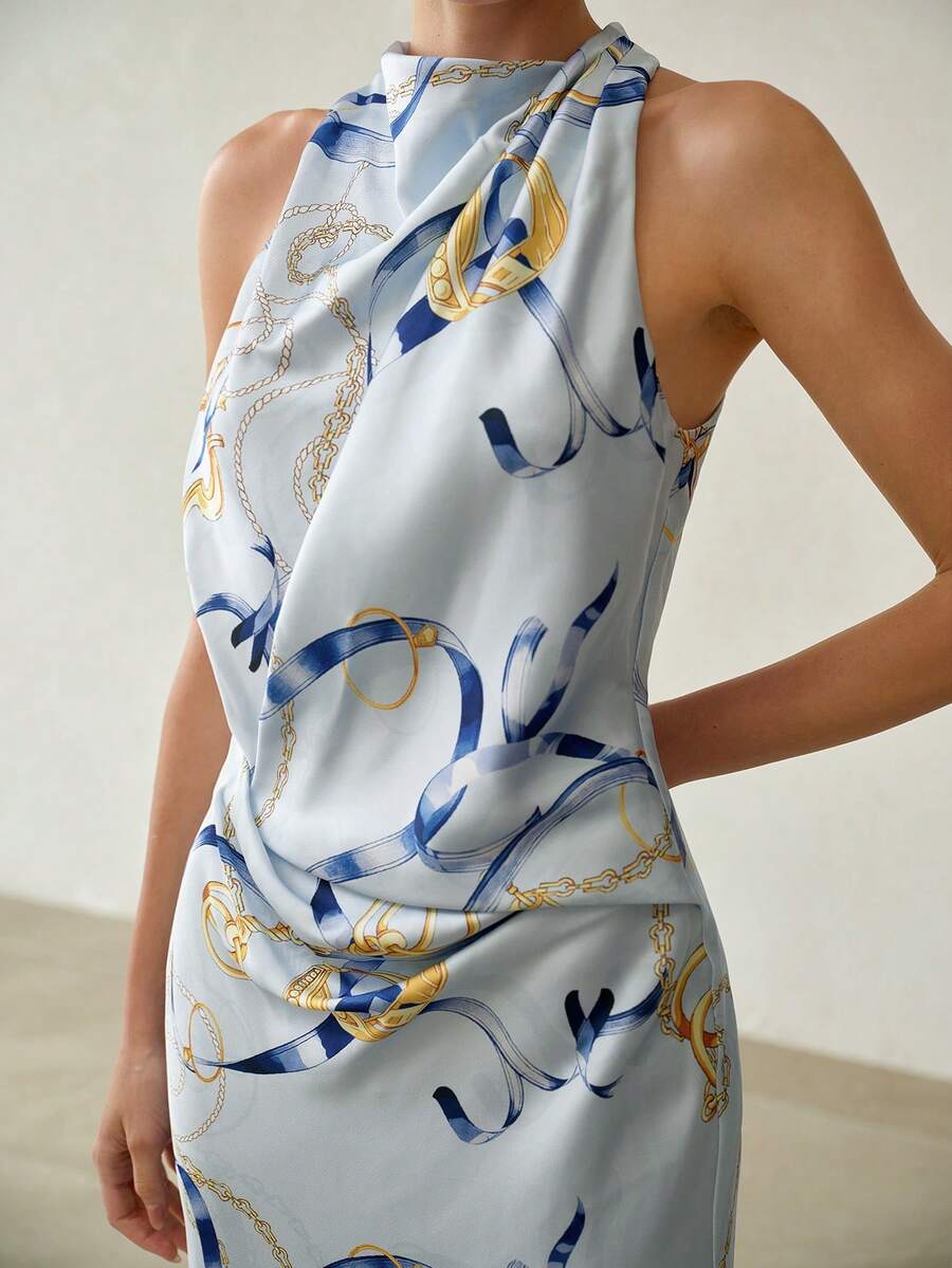 MOTF PREMIUM SPRING/SUMMER ELEGANT SCARF PRINT ELEGANT DRESS - Multicolor - View 2
