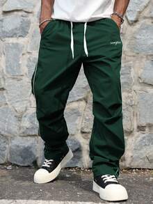 Major Grit Men's Street Collegiate Style Pants, Fall - Dark Green - View 4