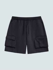 Modcrash Men's Casual Solid Color Cargo Shorts - Black - View 5