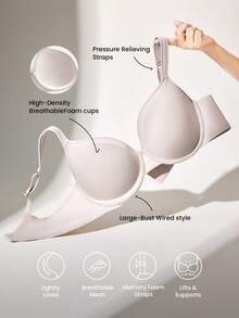 LUVLETTE Plus Dream Curve Support +Smooth Full Coverage Support Wide Strap Bra Push Up T-Shirt Basic Bra - Dusty Purple - View 6