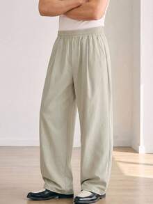 DAZY Long Solid Color Khaki Curved Leg Streetwear Men's Pants - Khaki - View 5