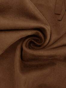 Brillora Chaqueta de mujer de unicolor con ribete de flecos y apertura frontal para otoño/invierno - Marrón Mocha - Ver 9