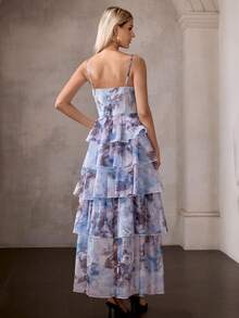 MOTF PREMIUM MULTI-LAYER RUFFLE HEM CAMI DRESS - Blue - View 7