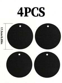 4PCS Black Heat Resistant Silicone Placemats - Multipurpose Thermal Insulation Pads For Hot Pots, Bowls, Microwave & Kitchen Counter - Square and Round - View 12
