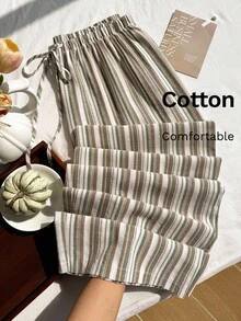 Comfortcana Pantalones casuales y versátiles de primavera/verano con diseño de cintura con cordón para mujer de talla grande - Multicolor - Ver 1