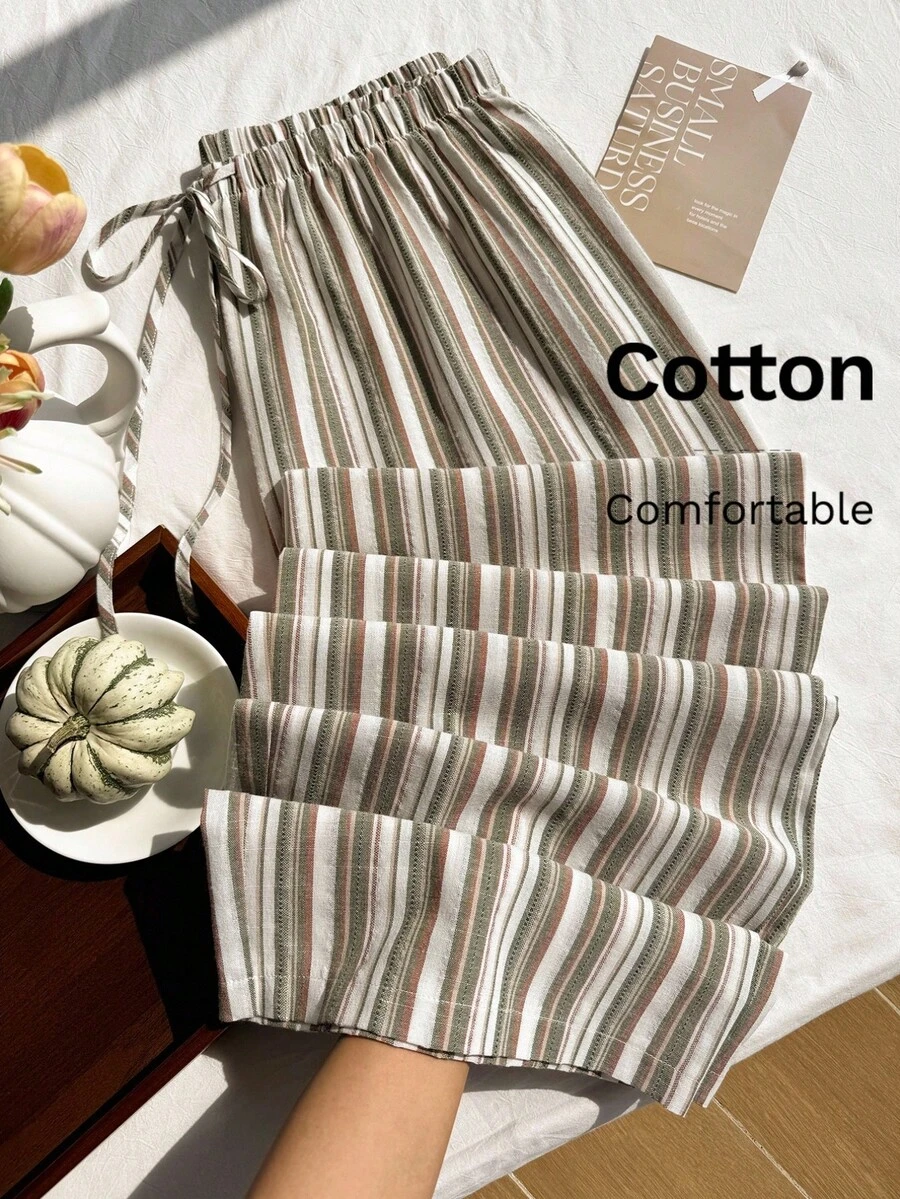 Comfortcana Pantalones casuales y versátiles de primavera/verano con diseño de cintura con cordón para mujer de talla grande - Multicolor - Ver 1