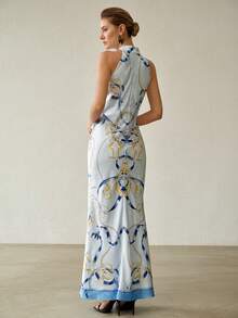 MOTF PREMIUM SPRING/SUMMER ELEGANT SCARF PRINT ELEGANT DRESS - Multicolor - View 4