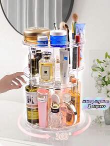 Raft transparent pentru depozitarea cosmeticelor, organizator de birou rotativ 360 de grade, cutie din acrilic, cutie de depozitare pentru rujuri și produse de îngrijire a pielii pentru masa de toaletă, raft de expunere pentru cosmetice - Multicolor - Vizualizare 1