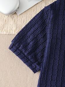 Áo polo ngắn tay dệt jacquard thường ngày cho bé trai, chất liệu thoải mái, kiểu dáng thời trang, phong cách mới xuân/hè, phù hợp cho nhiều mùa và dịp - Màu xanh lam - Xem 4