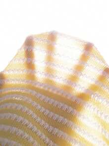 SHEIN Elladie kids 2件組少女夏季海灘週末套裝，創意3D海星裝飾細肩帶上衣搭配蕾絲拼接與不對稱流蘇下擺，視覺修身休閒長褲，島嶼風 - 黃色 - 查看 8