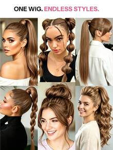 Pony Tails Real Hair Extension Medium Auburn Straight Ponytail Extension Human Hair Invisible Wrap Around Ponytail Human Hair For Women Daily Work - S30 - View 7
