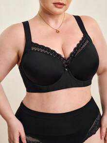 Hourtrue MIMILEMON Plus Size Seamless Smooth Black Bra For Women, With Underwire, Wide Straps, Comfortable Lift And Shaping, Effective Abdomen And Buttocks Lift - Black - View 8