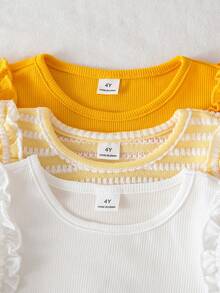 SHEIN 少女夏季休閒荷葉邊背心上衣 - 彩色 - 查看 7