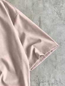 AXEPEAK Men's Lapel Short Sleeve Loose Fit Pink Shirt - Pink - View 5