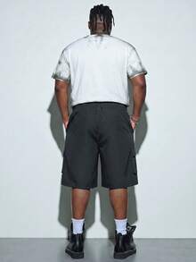 Modcrash Men's Casual Solid Color Cargo Shorts - Black - View 4