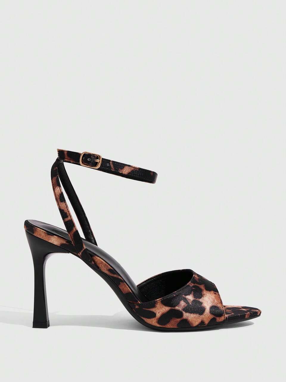 CUCCOO SZL Women Shoes Spring And Summer New Brown Leopard Print One-Piece Open Toe Ankle Strap High-Heeled Sandals, Versatile Sexy Party Sandals