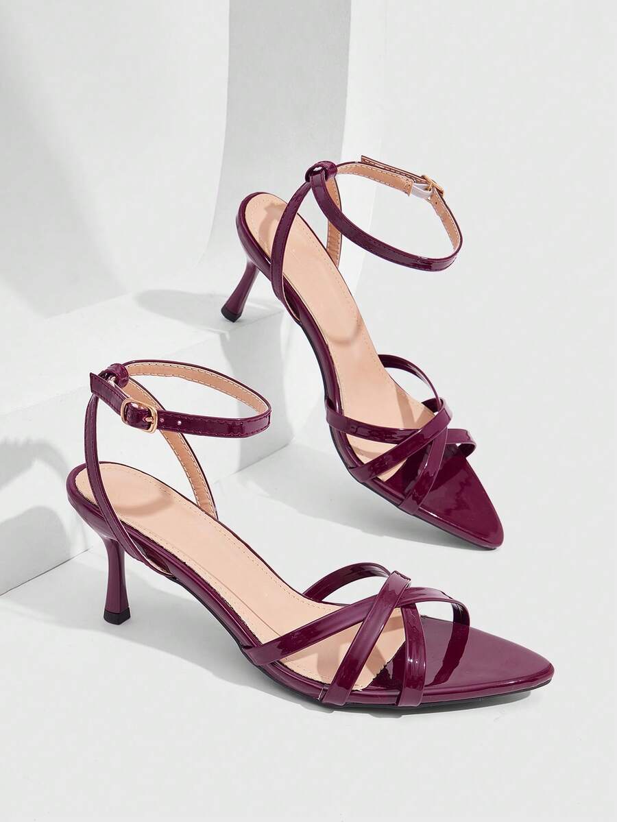 CUCCOO SZL Women Shoes Classic Simple Fashion Sexy Women's High Heels Sandals Strap Cross Strap Combination Banquet Party Dance Women's Shoes Spring Summer Holidays Sexy Wear - Burgundy - View 1