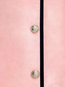 GlowEve Women's Elegant Commuter Contrast Trim Square Neck Short Sleeve Midi Dress For Spring And Summer - Baby Pink - View 4