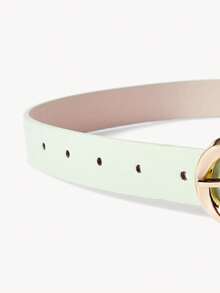 Opalesca 1pc PU Leather Double-Layered 8-Shape 3-Prong Buckle Casual Versatile Belt For Women - Army Green - View 8