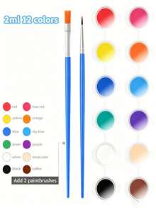 MINKOJA 12-Color Paint + 2 Brush Set, Multicolor Art School Supplies, Suitable For DIY, Painting, Crafts, Back To School - Multicolor - View 13