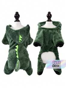 1pc Dinosaur Pattern Vest, Cute Dinosaur Design Warm Sweatshirt For Spring & Autumn, Rabbit Pet Accessories, DOG Pet Supplies, Cat - Multicolor - View 1
